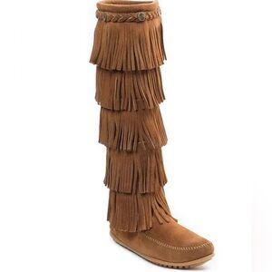Minnetonka, the 5-Layer Fringe women's boots 8